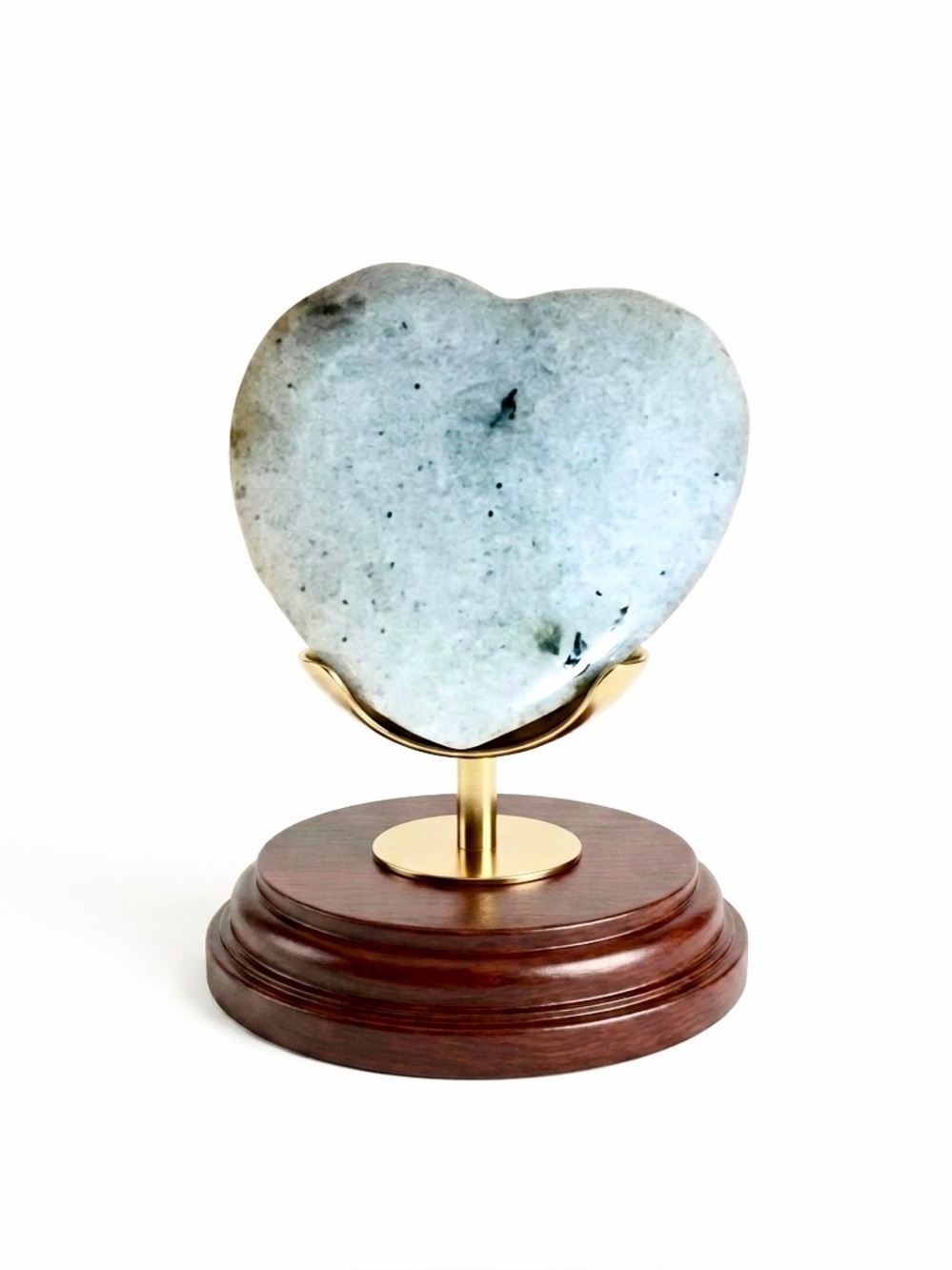 New Hand Carved Artisan Natural Uncommon Rare Prehnite Heart Shaped Palm Stone